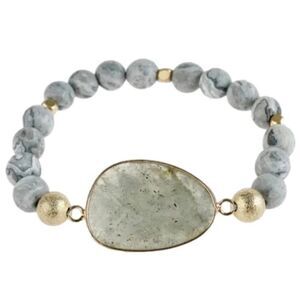 Natural Grey Gem Stones Stretch Bracelet~ More Colors Listed ~ NEW